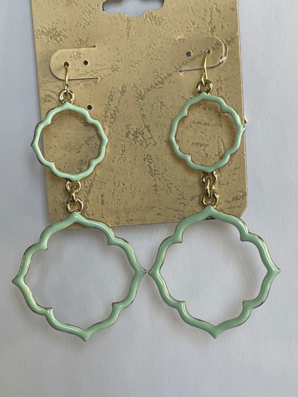 NIP Green Abstract 2 1/2” Dangle Earrings (Pierced)